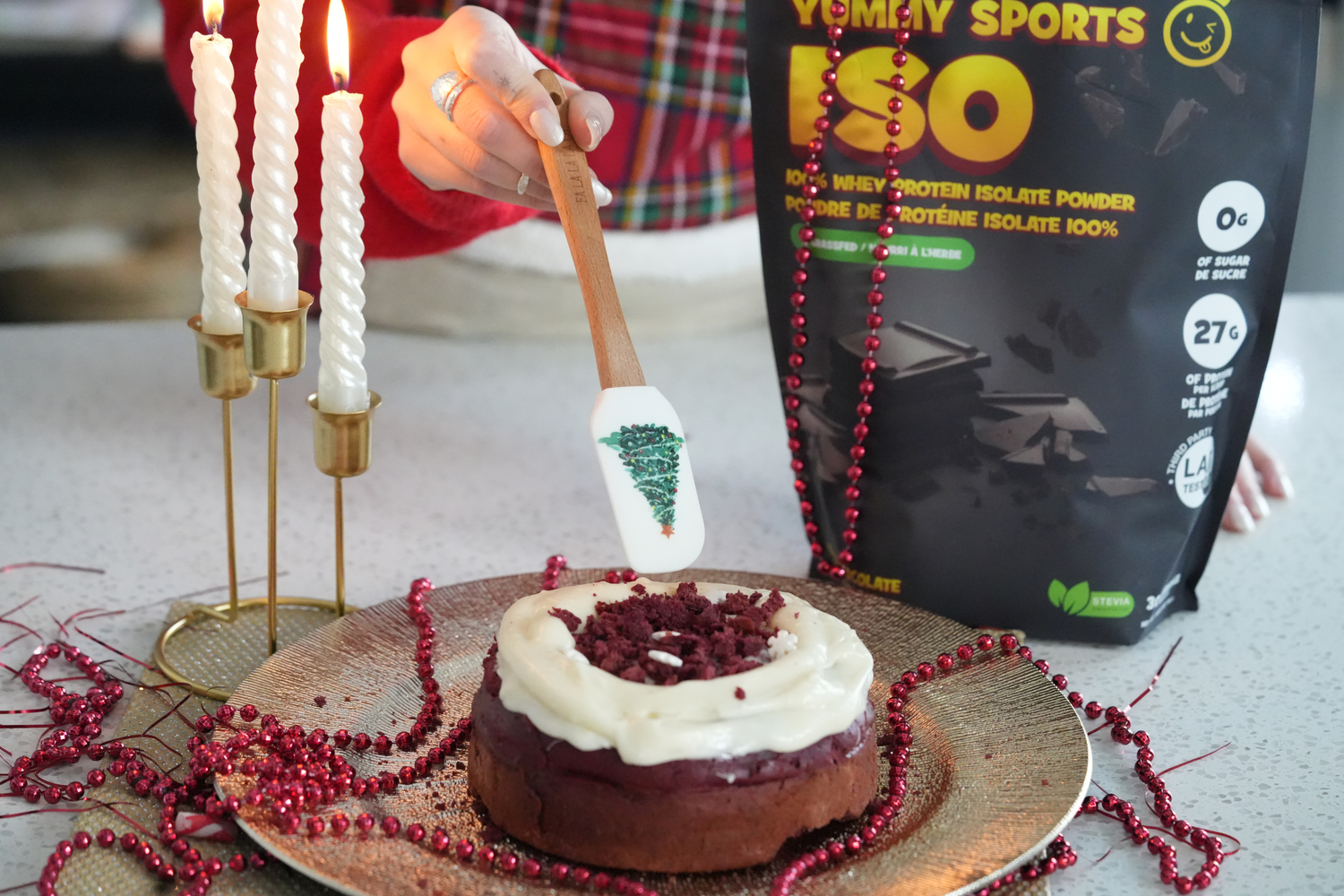 Festive Red Velvet Protein Cake